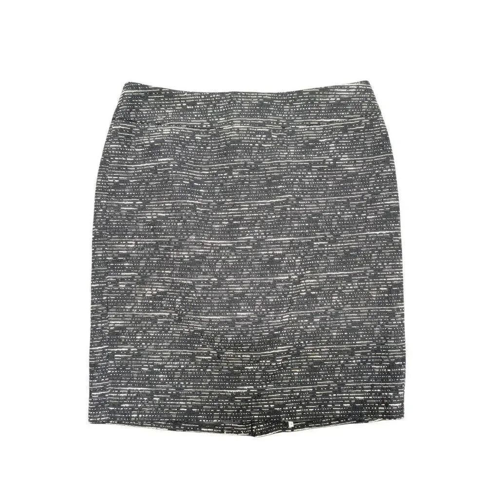 Ann Taylor LOFT Navy Blue White Straight Career Skirt Women's Size 4